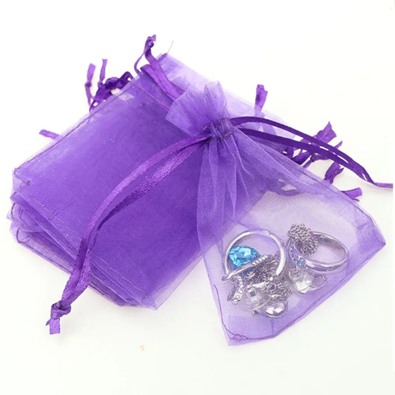 50pcs Organza Bag Jewelry Packaging Bags 25x35, 30x40, 35x50,20x30CM Drawable Bags Gift Pouches Candy Bag For Communion Decor