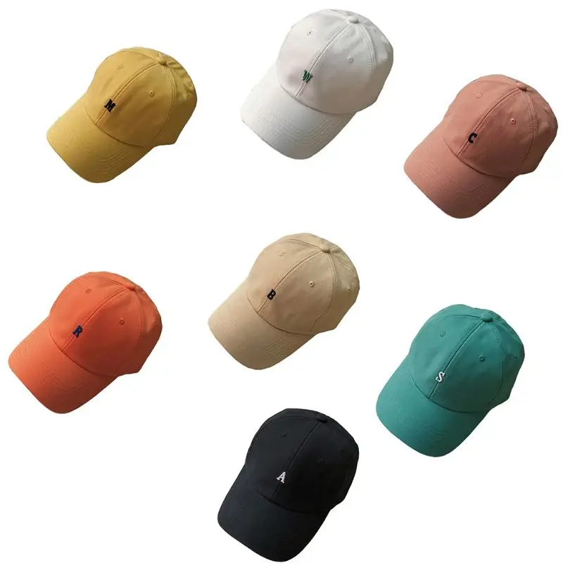 Women Men Couple Summer Cotton Baseball Cap  Letter Embroidery Solid Color Harajuku Hip Hop Street  Hat image 6