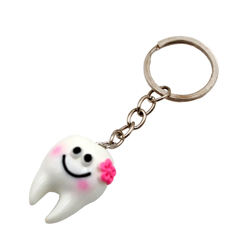 10pcs Dental Teeth Shape Model Simulation Tooth Key Chain Fashion Cartoon Lovely Girls Gift Pendant Teeth Key Chain