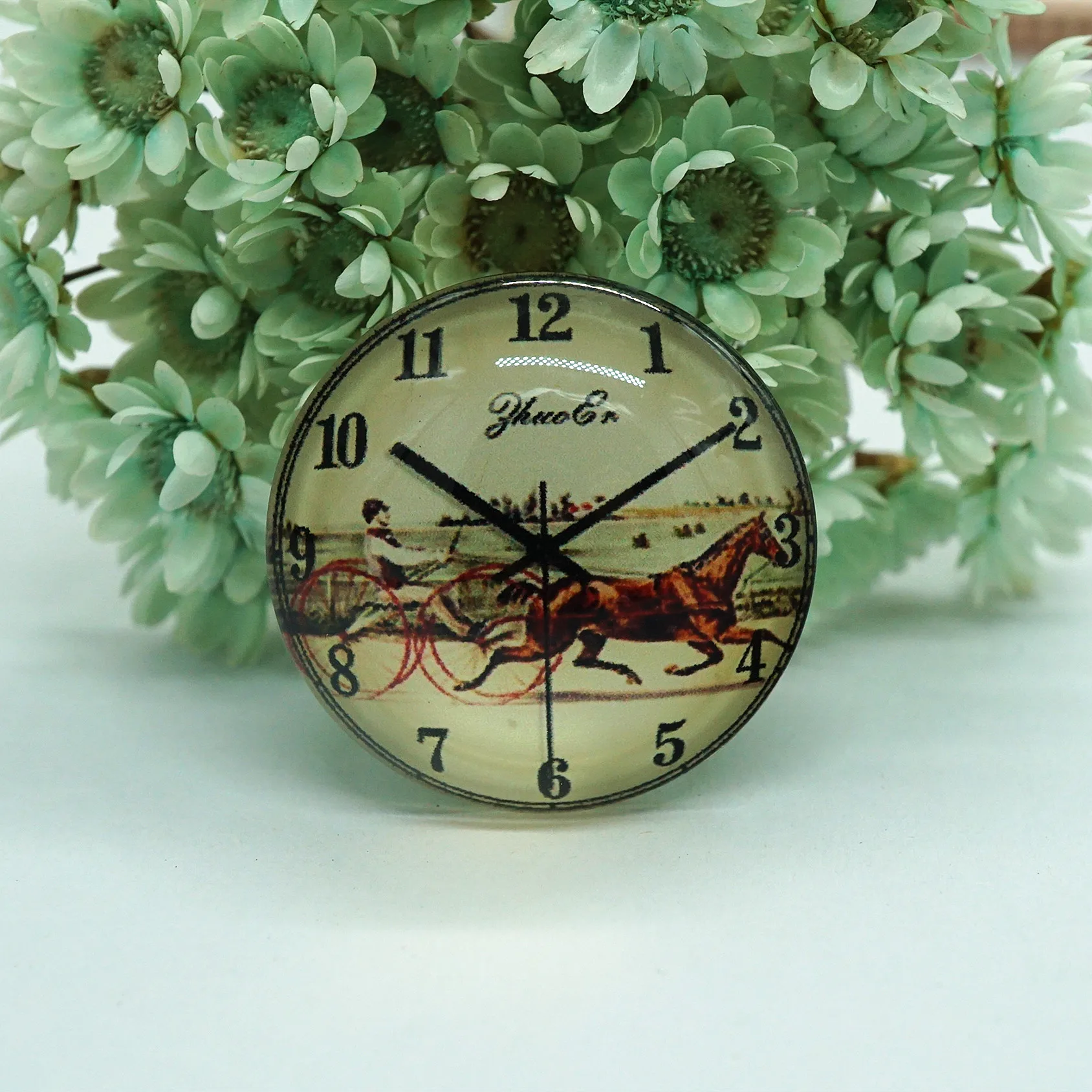 10PCS/lot Round 8-25mm Cute clock Glass Cabochon for make ring dangle earring Jewelry for key chain hoop earrings craft supply