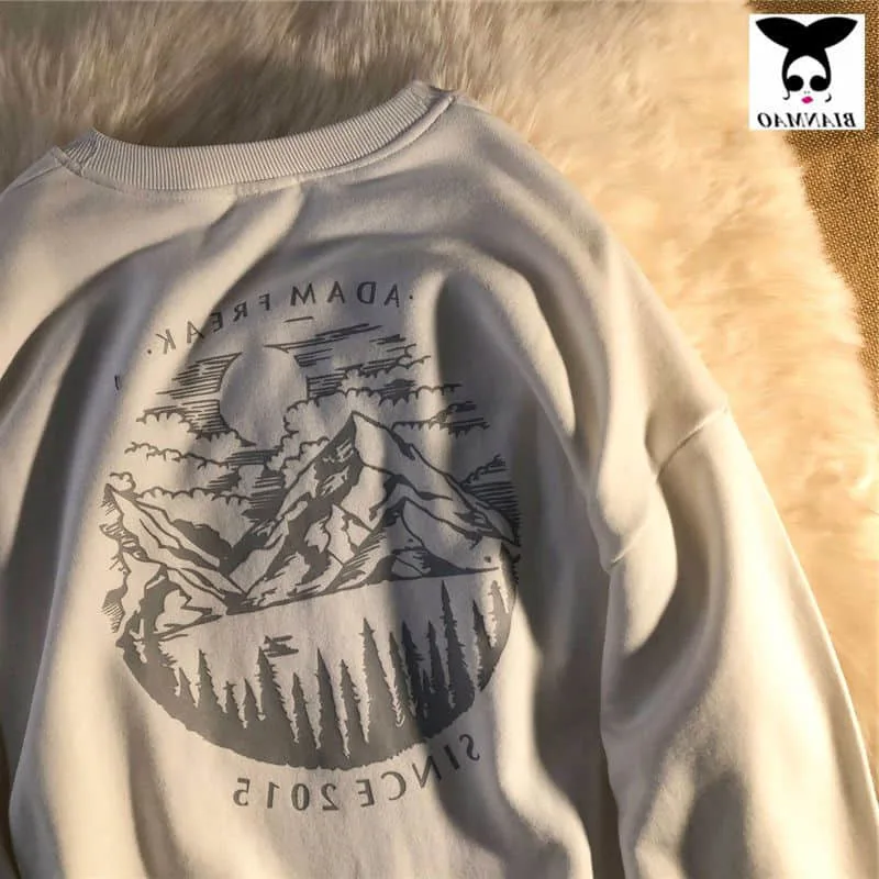 

Japan vintage shirt Korean loose T-shirt men women BF Harajuku Hong Kong style all-match long-sleeved pullover O-neck trend top