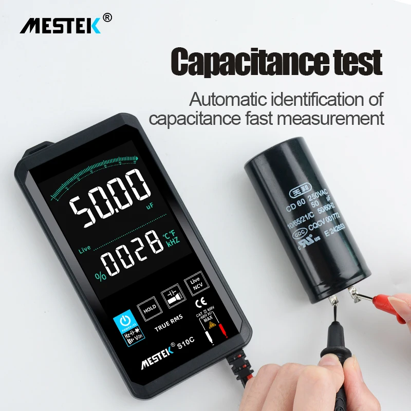 Mestek multimetro S10 touch Screen a colori multimetro ultrasottile tensione frequenza capacità resistenza misuratore 6000 conta Me