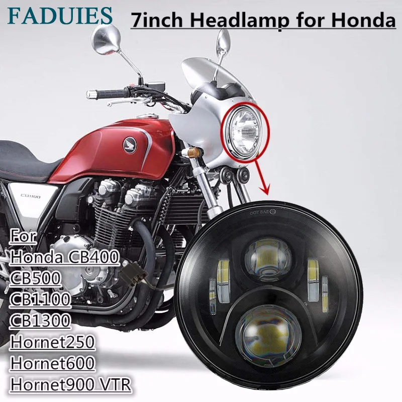 

Black 7 inch Round LED Motorcycle HeadLight bike Led Lamp Headlight For Hornet 250 600 900 VTEC VTR250 Honda CB400 CB500 CB1300