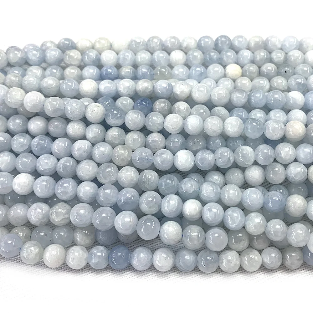 Veemake Natural Blue Angelite Anhydrite Celestite Celestine Round Loose Beads 6mm 8mm 10mm 12mm