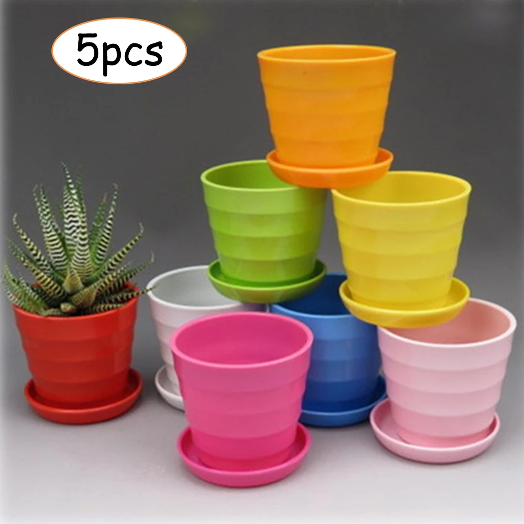 

5pcs Multicolor Plant Pot Mini Plastic Flower Pot Succulent Plant Flowerpot Home Office balcony terrace Decor Gardening Planters