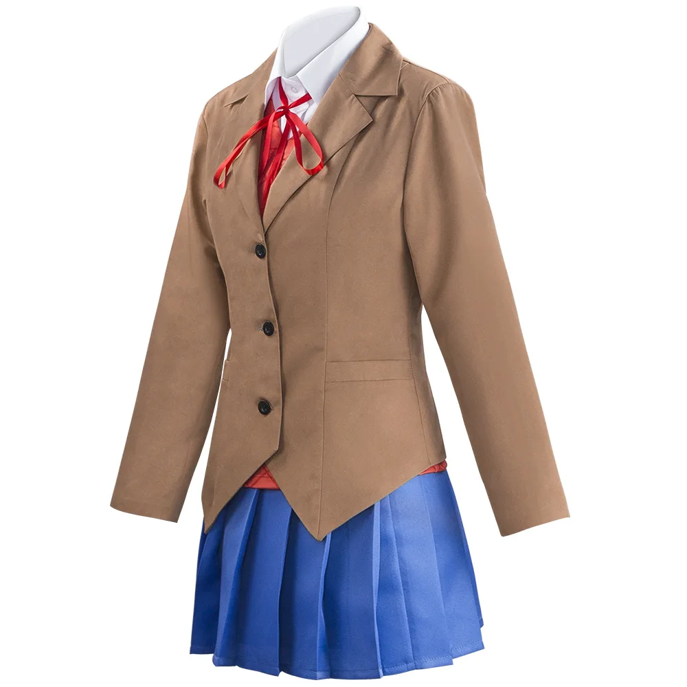 Jeu Doki Doki Club Cosplay Costume pour femme, Sayori Natsuki, Yuri Monika Cosplay Costume, uniforme scolaire, perruque, jupe, vêtements Anime