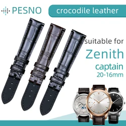 Pesno 20mm 18mm High Quality Alligator Skin Leather Watchstrap Black Dark Brown Watch Band Men Watch Accessory for Zenith