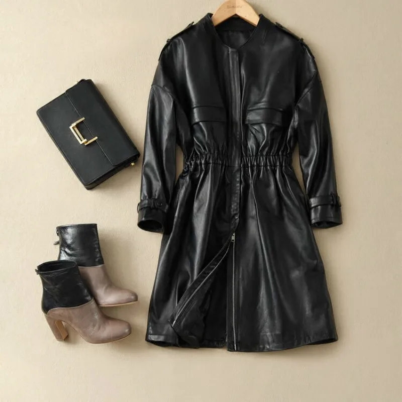 Autumn Real Leather Jacket Women Clothes 2020 Korean Fashion Sheepskin Long Coats Slim Genuine Leather Coat Female LW808