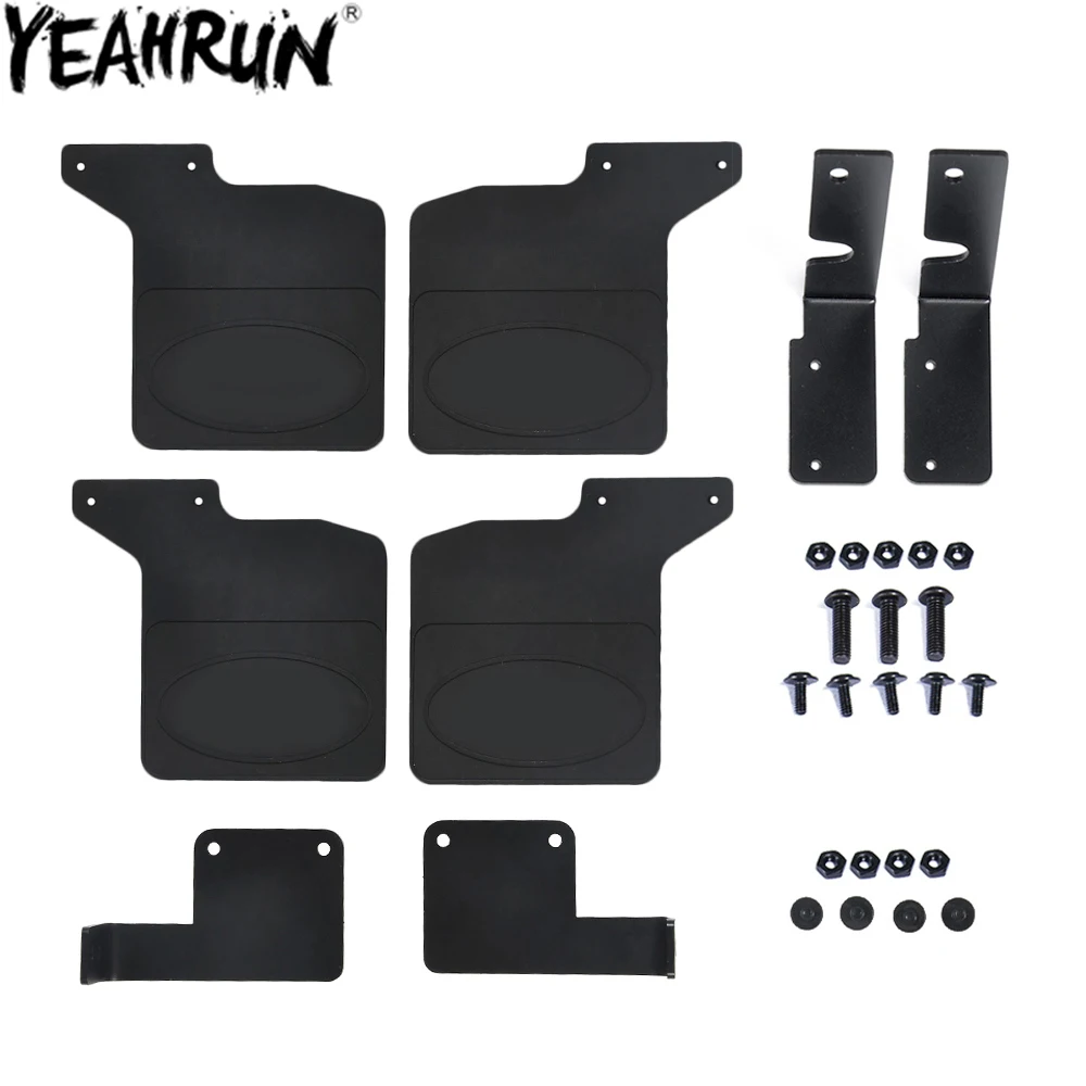 YEAHRUN Rubber Mud Flaps Front Rear Fenders with Mounting Base for 1/10 RC Crawler Car TRX4 Trx-4 Upgrade Parts