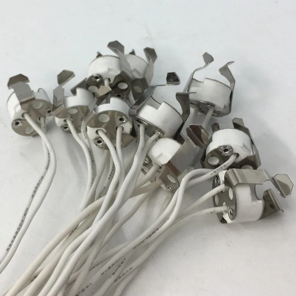 4pcs  25pcs LED MR16 Socket, GU5.3 Socket, LED Halogen Lamp Ceramic Wire Connector Base Socket Adapter MR16 MR11 G4 GU5.3 Socket