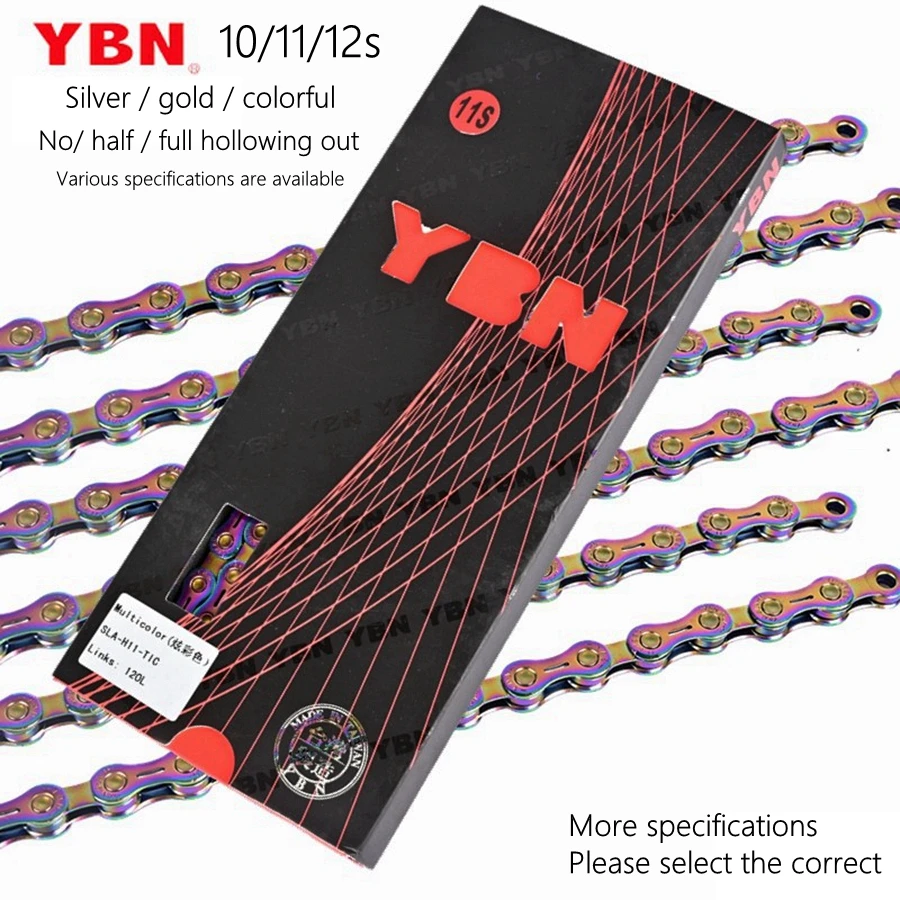 YBN Bicycle Chain Ultralight Black Gold silver half all Hollow 10 11 12 Speed Chain MTB Mountain Road Bike Chain for shimano