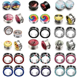 1Pair Stainless Steel Zircon Ear Plugs and Tunnels Ear Expanders Reamer Earrings Helix Piercing Stud Punk Piercing Jewelry