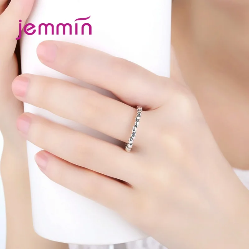 100% Solid Sterling Silver  Love Heart Finger Ring Romantic Love Wedding Engagement Ring For Women Original Jewelry Gift