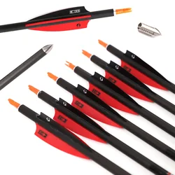 6/12pcs Pure Carbon Arrow Archery ID 9.8 MM Spine 150 200 250 300 350 For Recurve Compound Traditional Bow Indoor Shooting