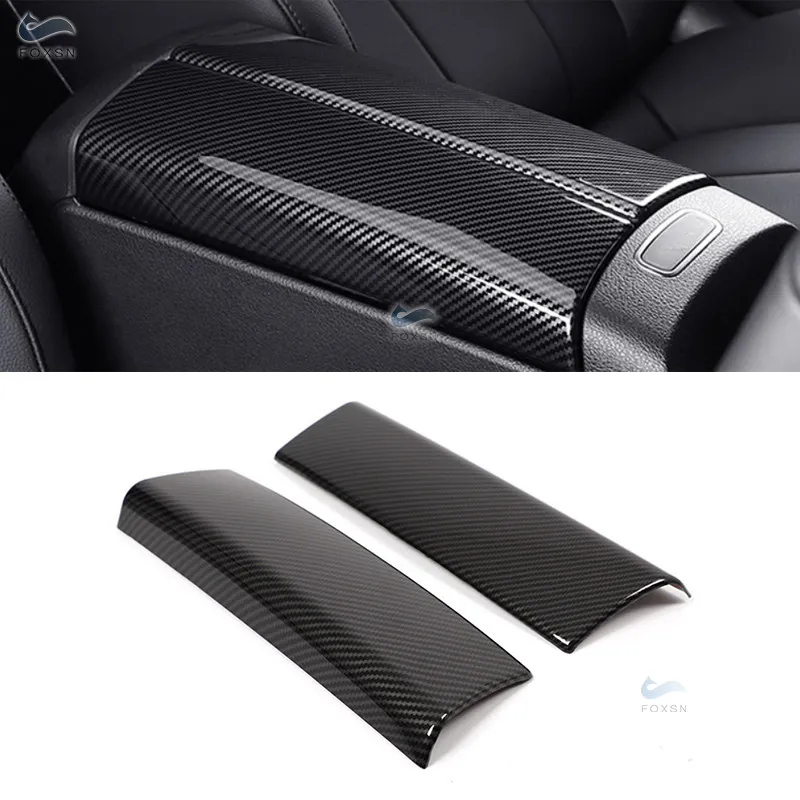 For Mercedes-Benz A B Class GLA GLB 2020 2021 Carbon Fiber Texture Stowing Tidying Armrest Box Protective Sticker Covers Trim