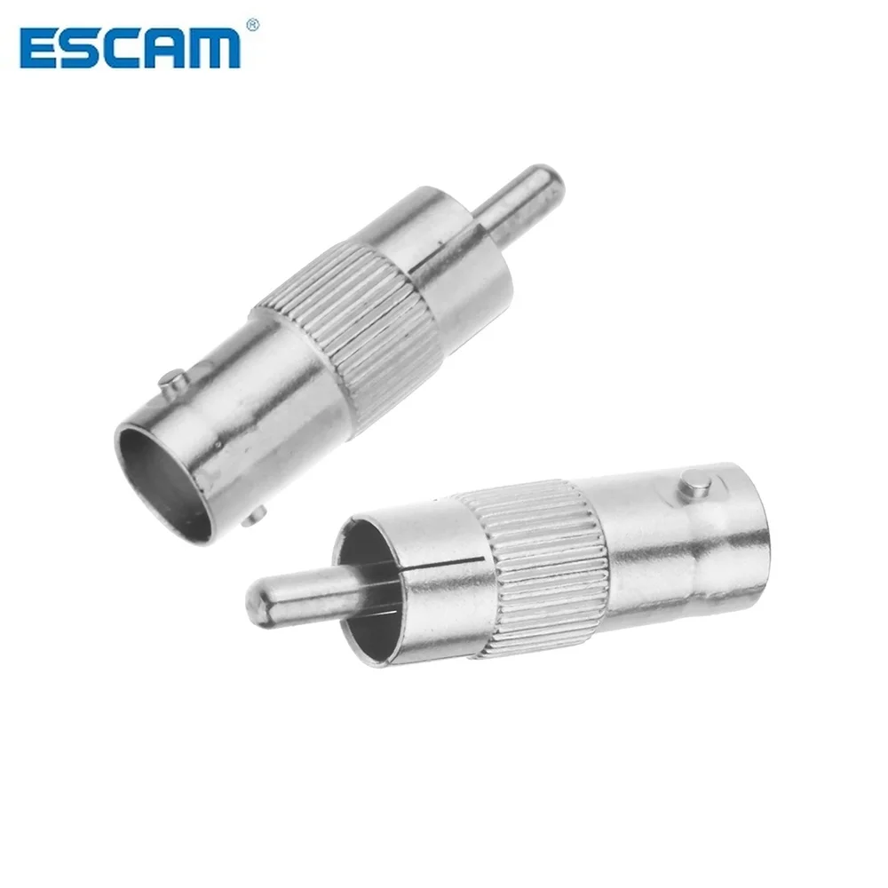 Adaptador escam-acoplador para a câmera do cctv e o sistema de segurança audio, fêmea do bnc ao macho do rca, 2 pcs/lot