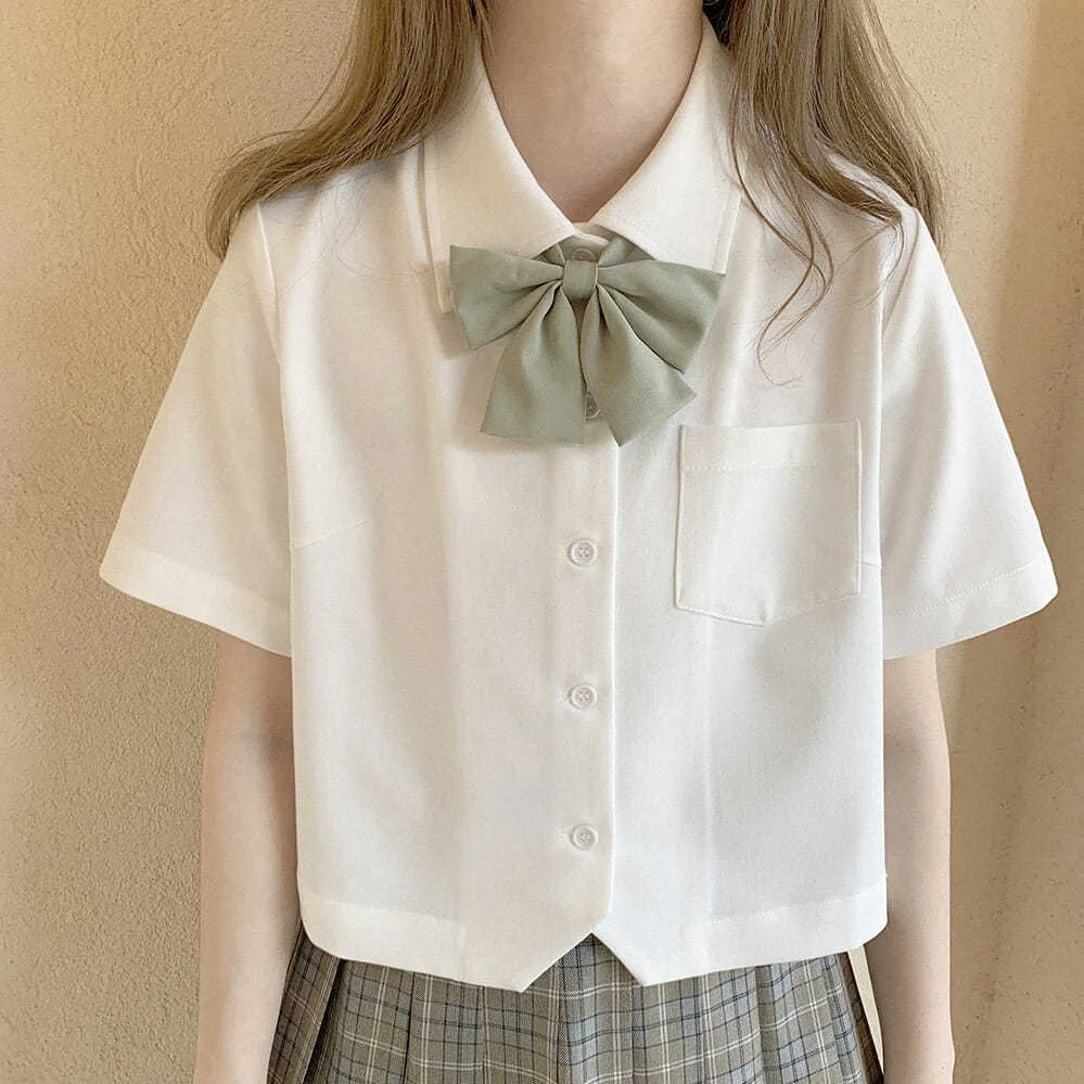 Japan KANTO KANSAI Neck Short Sleeve White Blouse Shirt For Girls Middle High School Uniforms School Dress Jk Uniform Top Summer