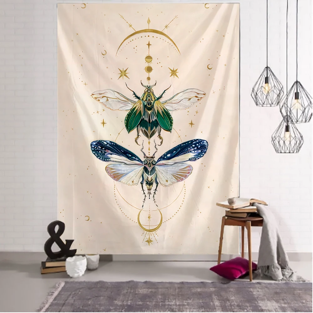 Tapiz de Mariposa Psicodélica para Decoración de Pared, Colgante de Imagen Nórdica, de Tarot, Bohemia, Brujería, Hippie o Ciencia Ficción para