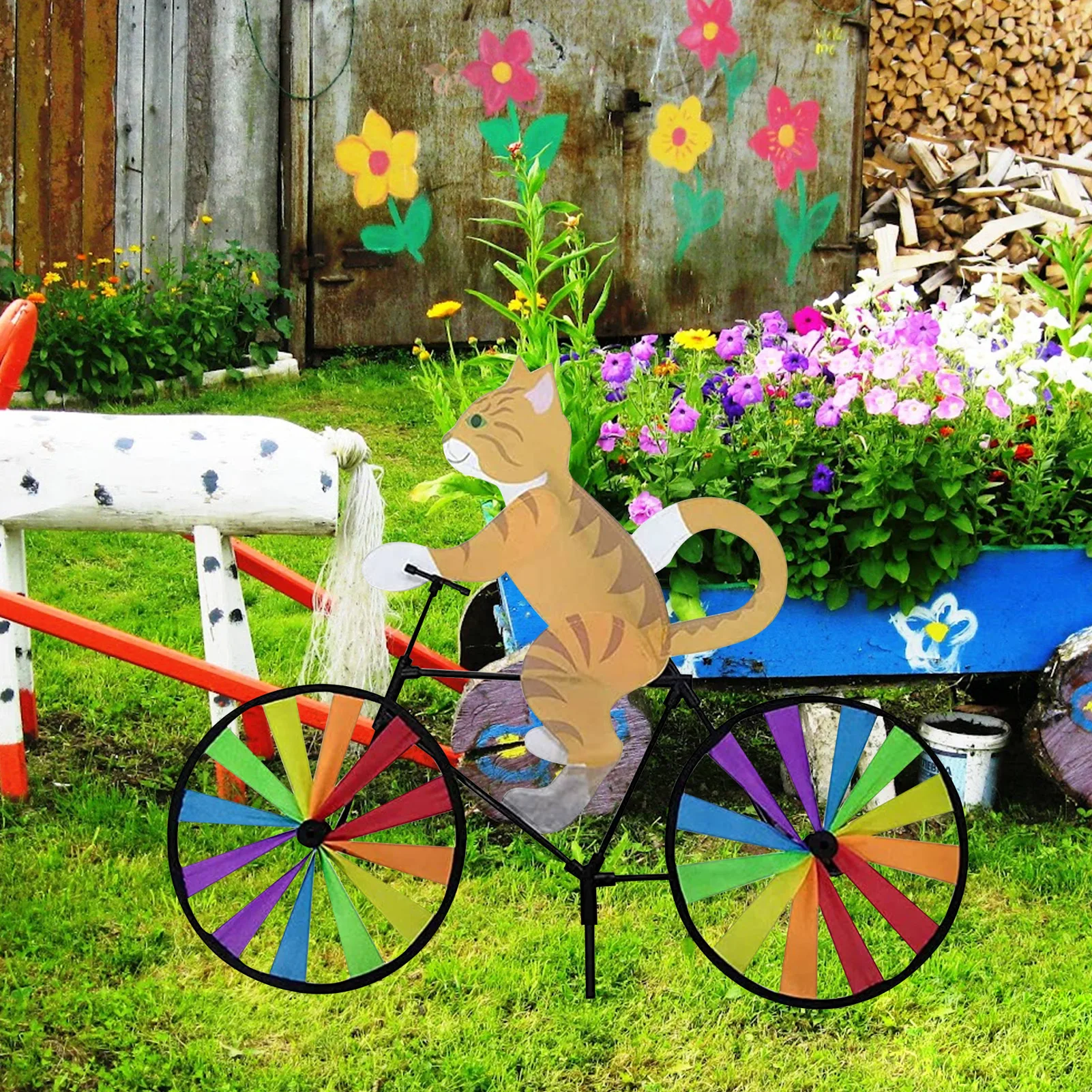 Animal Bicycle Metal Wind Spinner Animal Motorcycle Windmill Garden Decoration Garden Decor Wind Spinner Dropshipping enjoyment