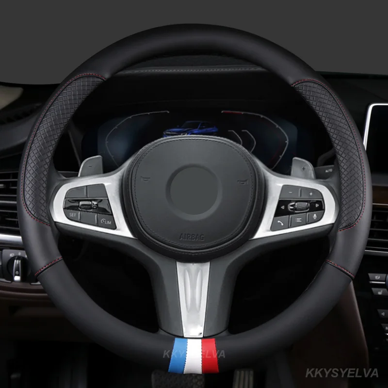 PU Leather Steering Wheel Cover for BMW e46 e90 e39 f20 e60 e87 e83 e91 serie 1 2 3 4 5 6 7 X1 X2 X3 X4 X5 X6 Auto Accessoriese