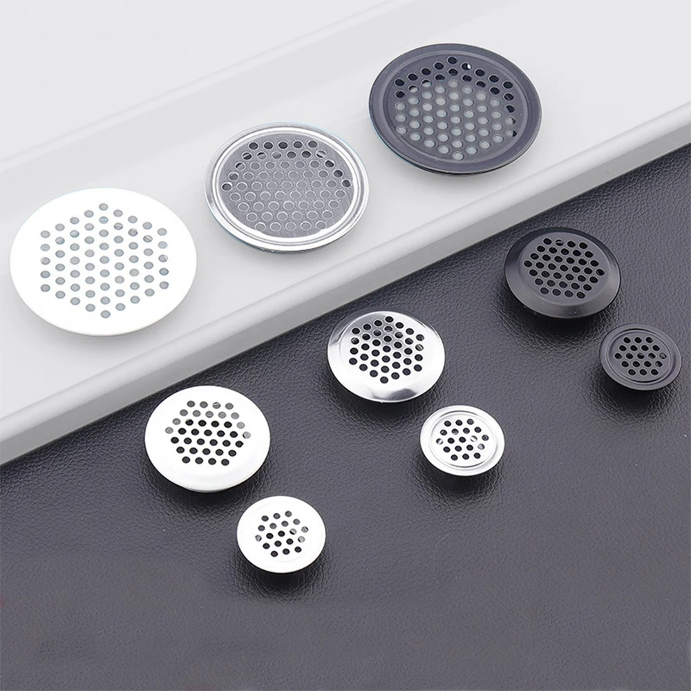 Round Cabinet Hole Cover Mesh Wardrobe Protector Small Air Vent Cover Black White Silver Louver Ventilation Stainless  Decorator