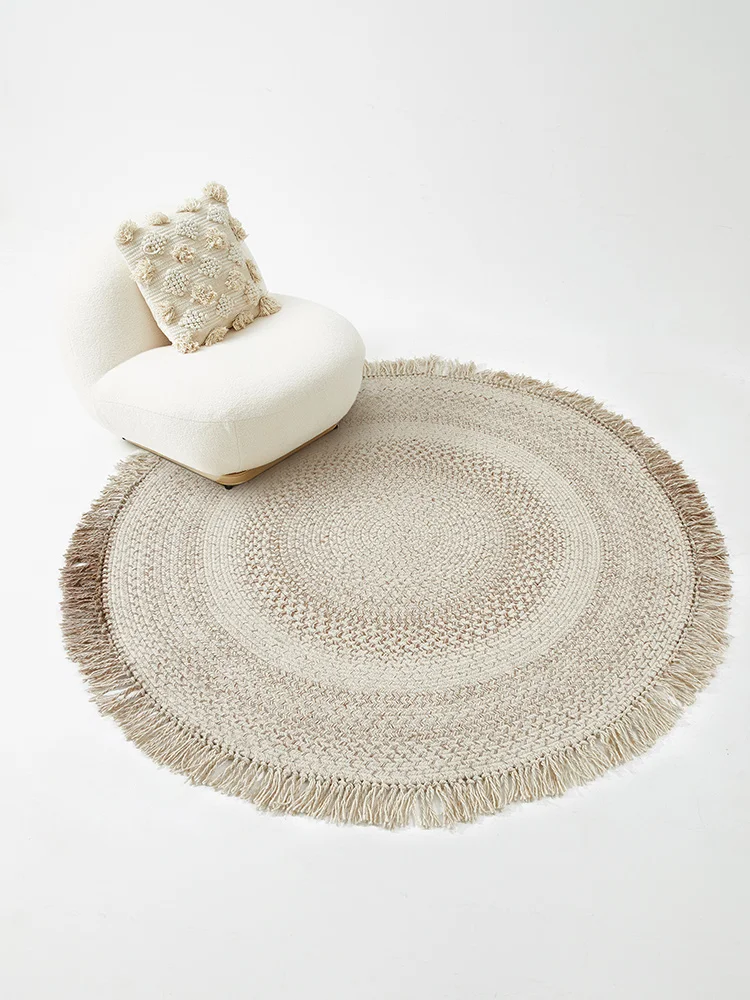 

Nordic Ins Living Room Carpet Hand-woven Wool Bedroom Rug Minimalist Coffee Table Floor Mat Modern Decor Computer Chair Blanket