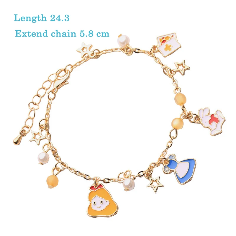 Children Fairy tale Cinderella Alice In Wonderland Bracelet Mermaid Snow White Princess Charm Bracelets for Kids Girls Women