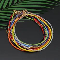 Bohemia Handmade Rainbow Seed Beads Simple Choker Necklace Women's Fashion Wild Sweet Colorful Collar Jewelry Gift