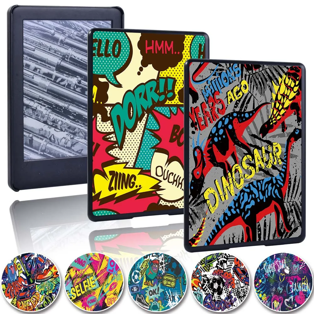 

Case For Kindle 8/10th Gen/Kindle Paperwhite 1/2/3/4 Protective Graffiti Art Tablet eReader Hard Protective Shell Cover + Stylus