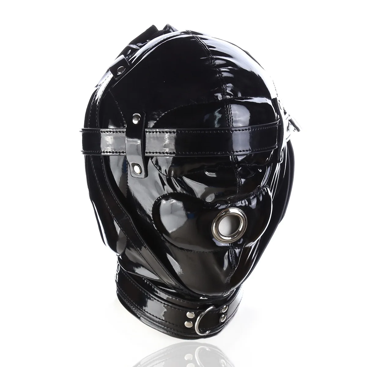 Erotic Accessories of Sexy Black Wetlook Pvc Latex Bondage Hood Mask for Men Women Couples Bdsm Adults Sex Games Blindfold Flirt