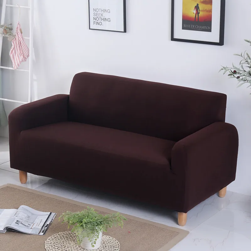 

Big Elasticity Stretch Couch Cover Pure Solid Color Sofa Covers Tight All-inclusive Brown Gray Black Stretch Bed Slipcover