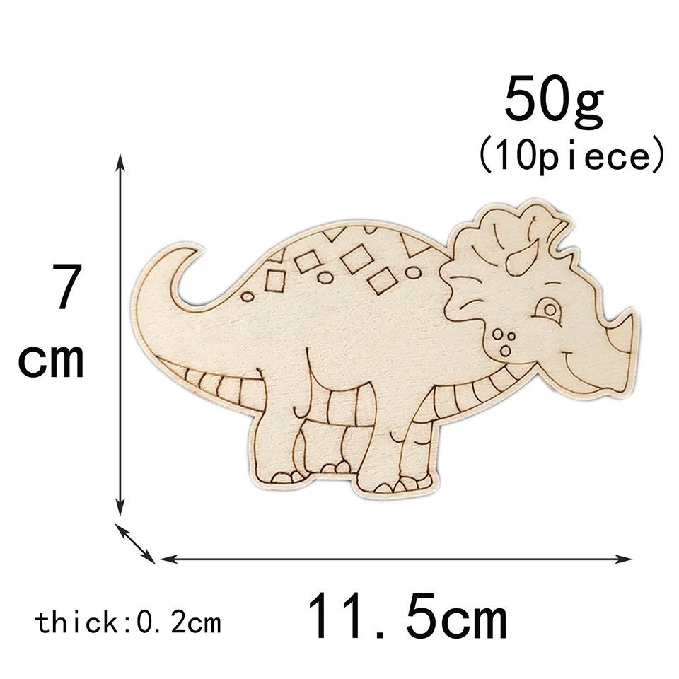 10pcs Wooden Dinosaur Crafts DIY Painting Wooden Ornaments For Kids Dinosaur Birthday Party Decorations Children\'s Day Gift