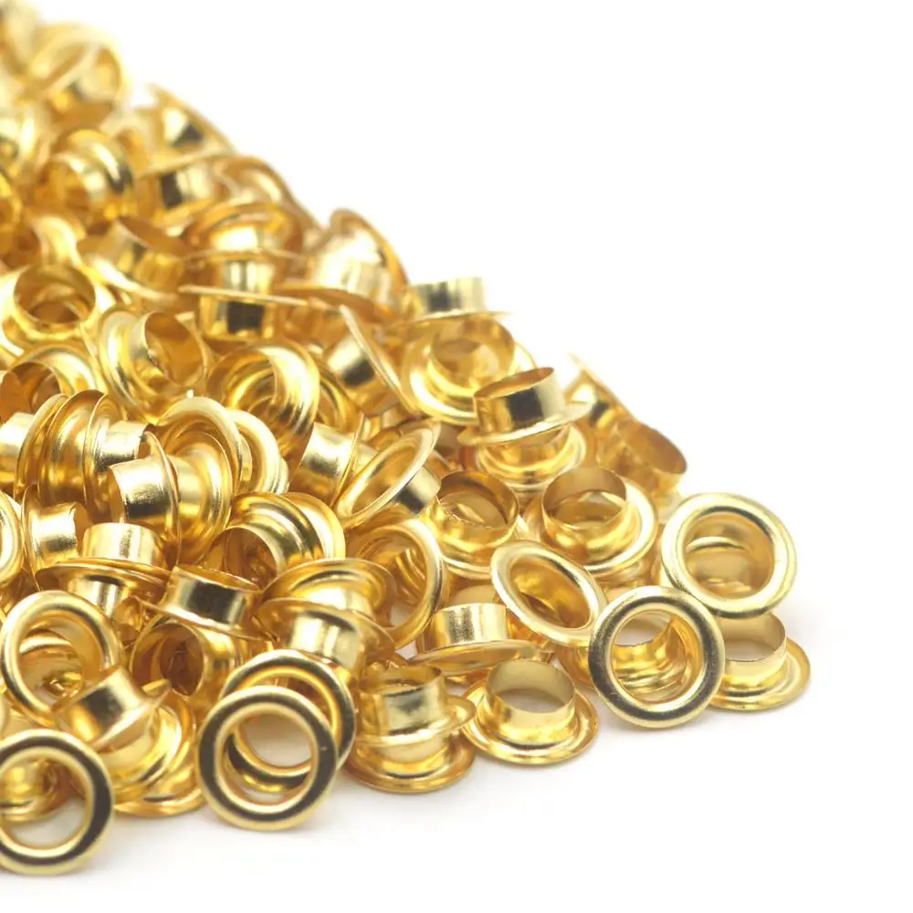 KALASO 100set Brass Material Gold Color 4mm/5mm/6mm/8mm/10mm Grommet Eyelet With Washer Fit Leather Craft Shoes Bag Diy Supplies