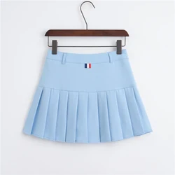 Saias de golfe de cintura alta para mulheres, estilo preppy, saia plissada listra feminina mini saia de tênis, 6 cores, nova, verão