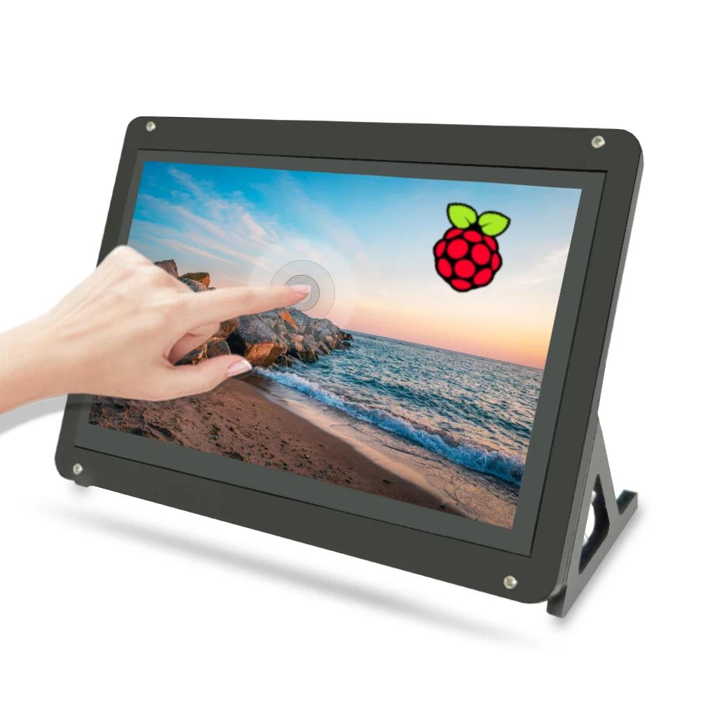 Upgraded! Raspberry Pi Display 7 inch 1024x600 Touch Screen Monitor with Dual Speakers, CPU Monitoring 7