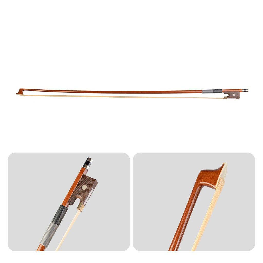 LOMMI Student Brazilwood Violin Bow Stick Fiddle Bow Violin Bow 4/4 3/4 1/2 1/4 1/8 Natural Bow Mongolia Hair Straight Bow