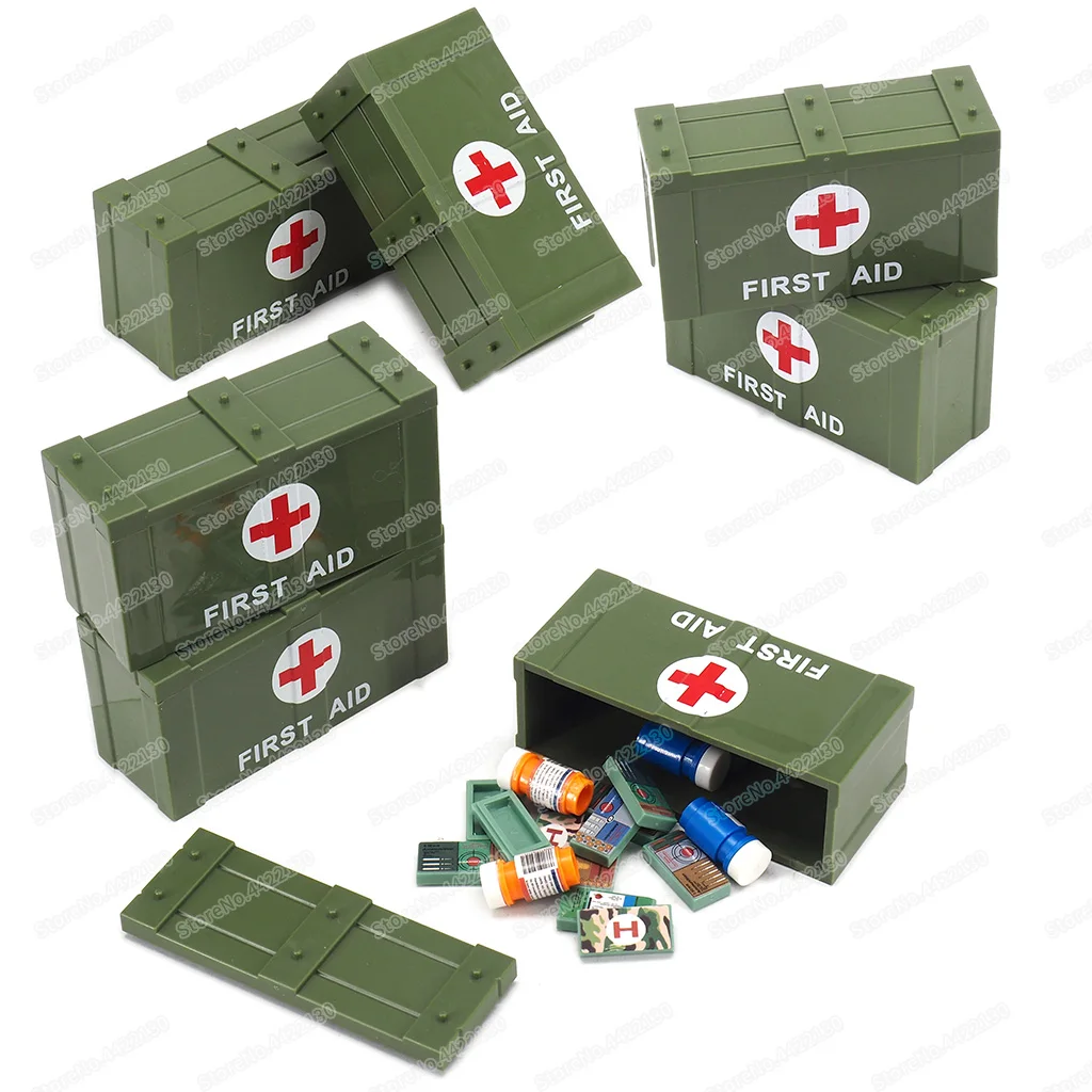 Figures Rescue Box War Building Block Equipment Moc Military WW2 Shortage Healing Box Model Child Christmas Gifts Boy Brick Toys