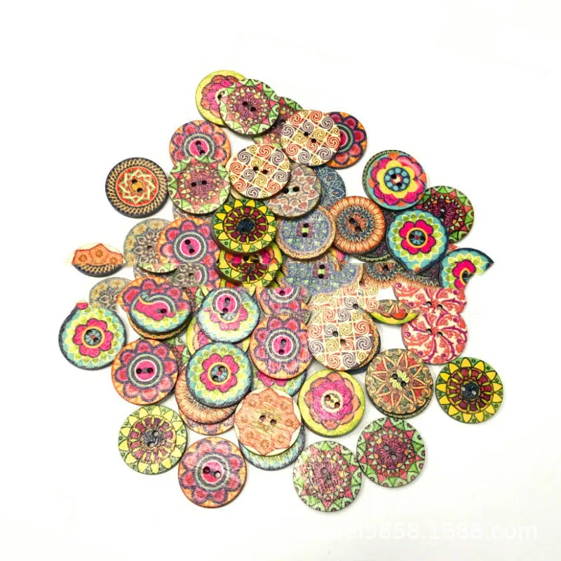 400PCS 2 Hole 15/20mm 25mm Wooden Buttons Sewing Diy Crafts Scrapbooking Round Wood Button for Clothes Coat Handmade Accessories