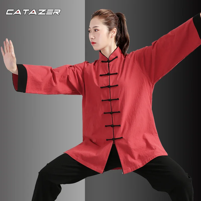 

Unisex Men Women Tai Chi Martail Arts Uniform Clothes Cotton Linen Loose Wide Leg Pant Shirt Kung Fu Tai Ji Exercise Casual Suit