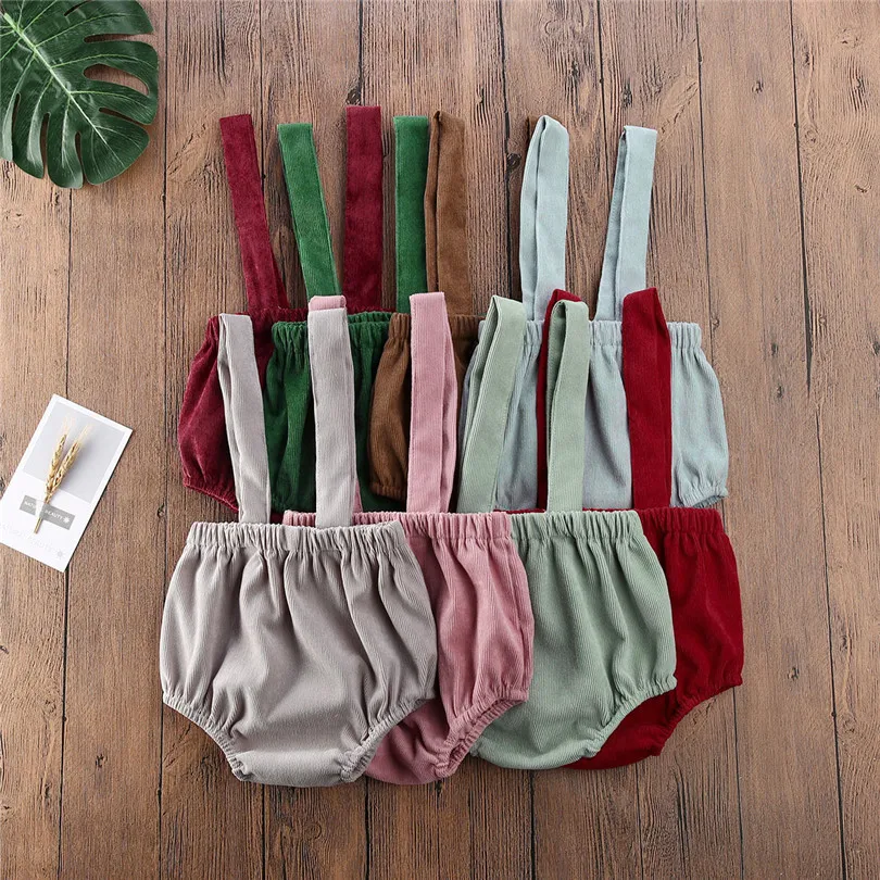 

Summer Baby Boys Rompers Girls Cute Corduroy Suspender Rompers Baby Kids Clothing Toddler Shorts Bottoms 0-24M