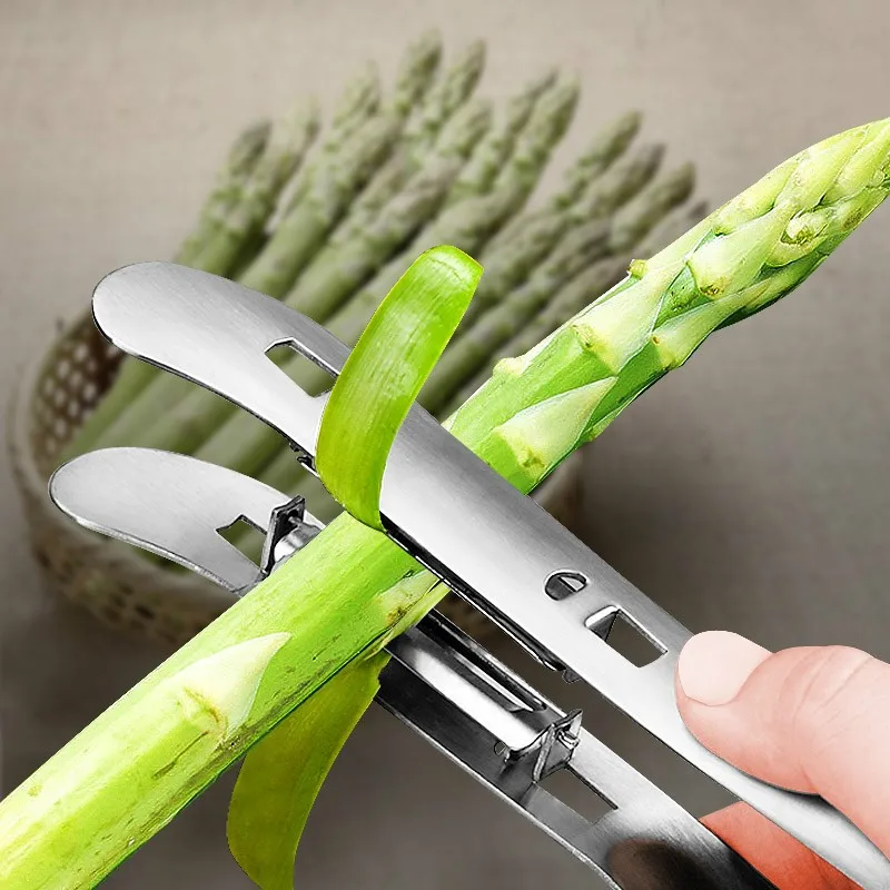 Stainless Steel Double-sided Fruit Peeler Gadgets, Fruit Knife, Asparagus, Yam, Cucumber, Potato, Kitchen Tools