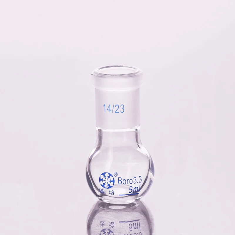 Single standard mouth flat-bottomed flask,Capacity 5ml and joint 14/23,Single neck flat flask