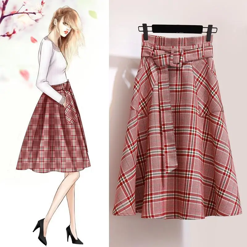 Skirt Women's Skirt High Waist Plaid Skirt Woman Skirts Mujer Faldas Saias Mulher