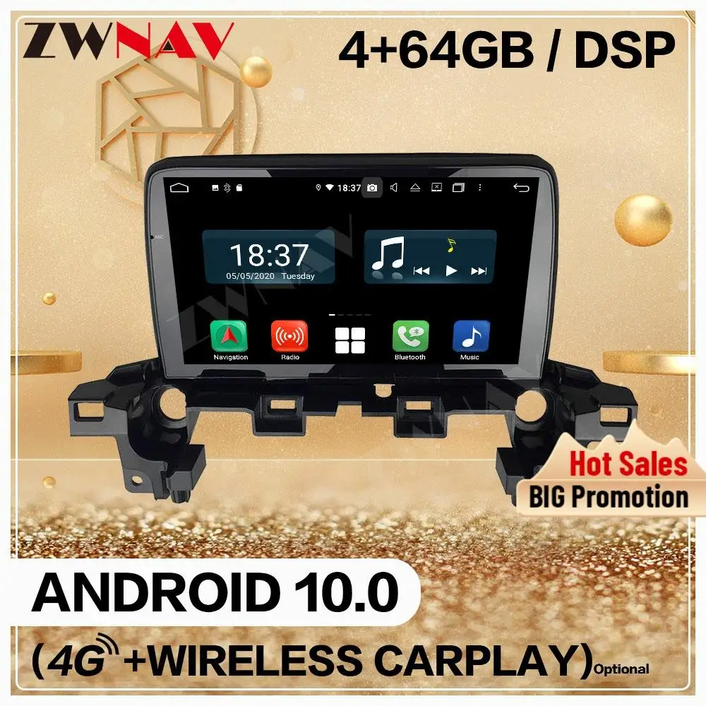 128GB Carplay Double Din For Mazda CX-5 2017 2018 Android 10 Player Multimedia Screen Audio Radio GPS Navi Wifi Unit Auto Stereo