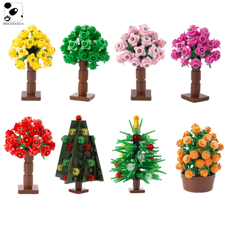 MOC Plant Tree Building Blocks Grass Flower Leaf Stand Rock Mountain Garden Forest Scene DIY Parts Bricks Compatible Toys