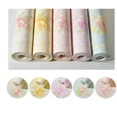 tc8 self adhesive paper 3D solid non-woven European style pressed student dormitory living room bedroom wallpaper wallpap