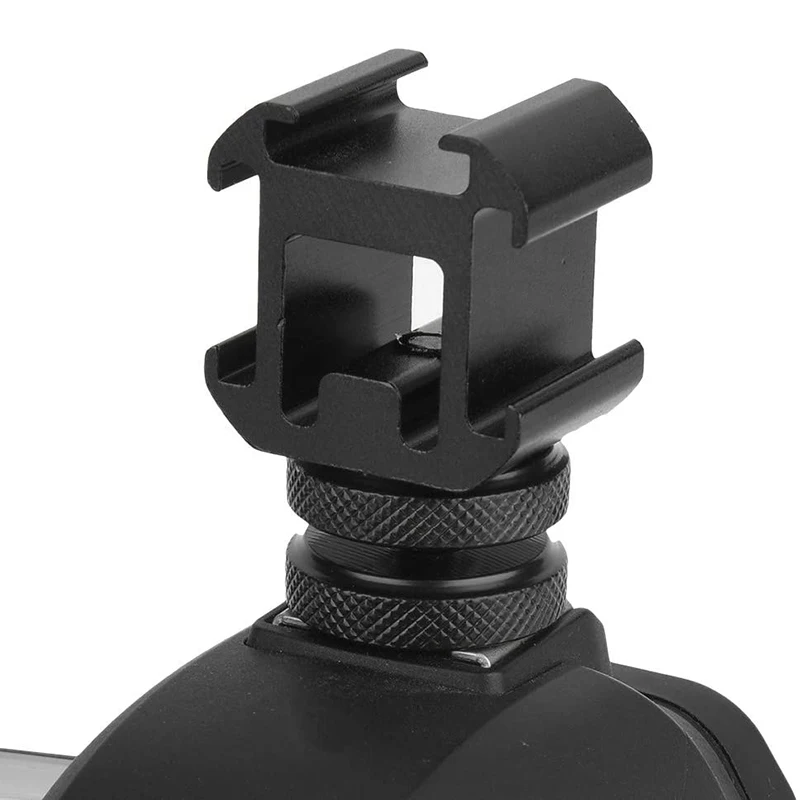 Adaptador de montagem de sapata tripla, adaptador com 3 lâmpadas led para câmera dslr e monitor de microfone