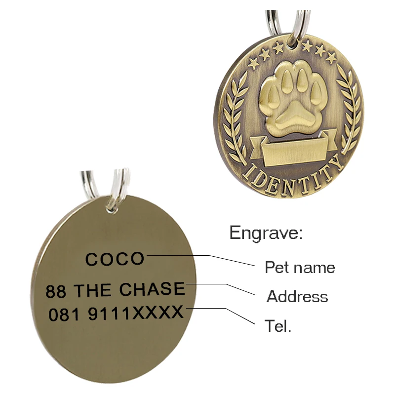 Personalized Tag Identification Custome Engraving Pet Cat Name Anti-lost Dog ID Puppy Collar Dog Cat Bone Tags Pet Supplies