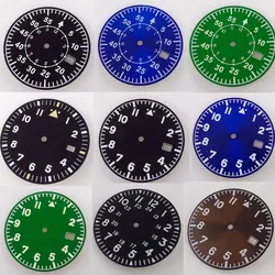 33.5mm Watch Dial Spare Parts Replacements Fit for NH35A Automatic Movement Green Luminous Marks Black/Blue/Green/Coffee Color