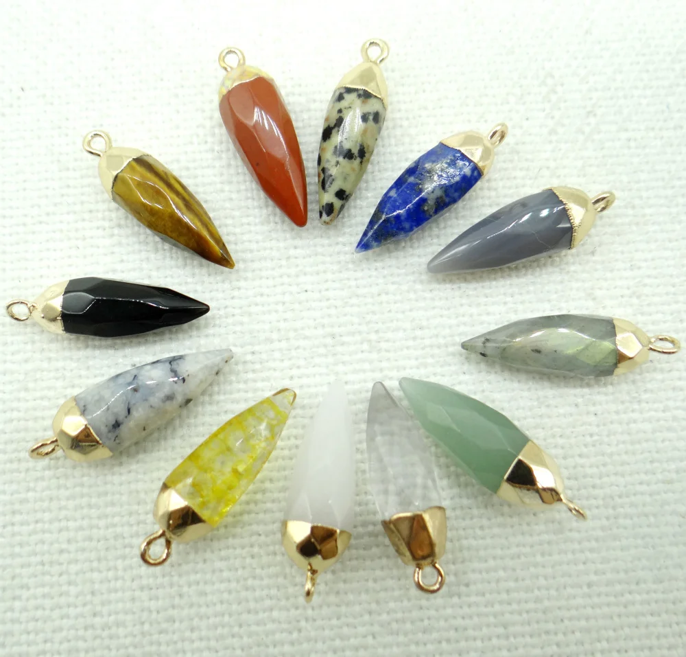 

2021 Natural Gem stone Quartz Crystal lapis Water droplets pendant for Diy Jewelry making necklace earrings Accessories 10pcs